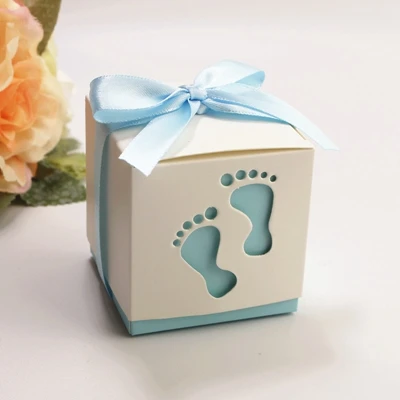 60 шт. Симпатичные Ноги корзину Baby shower коробка конфет это мальчик это девочка День рождения упаковка подарочная коробка DIY полые Европейский коробка конфет - Цвет: 4