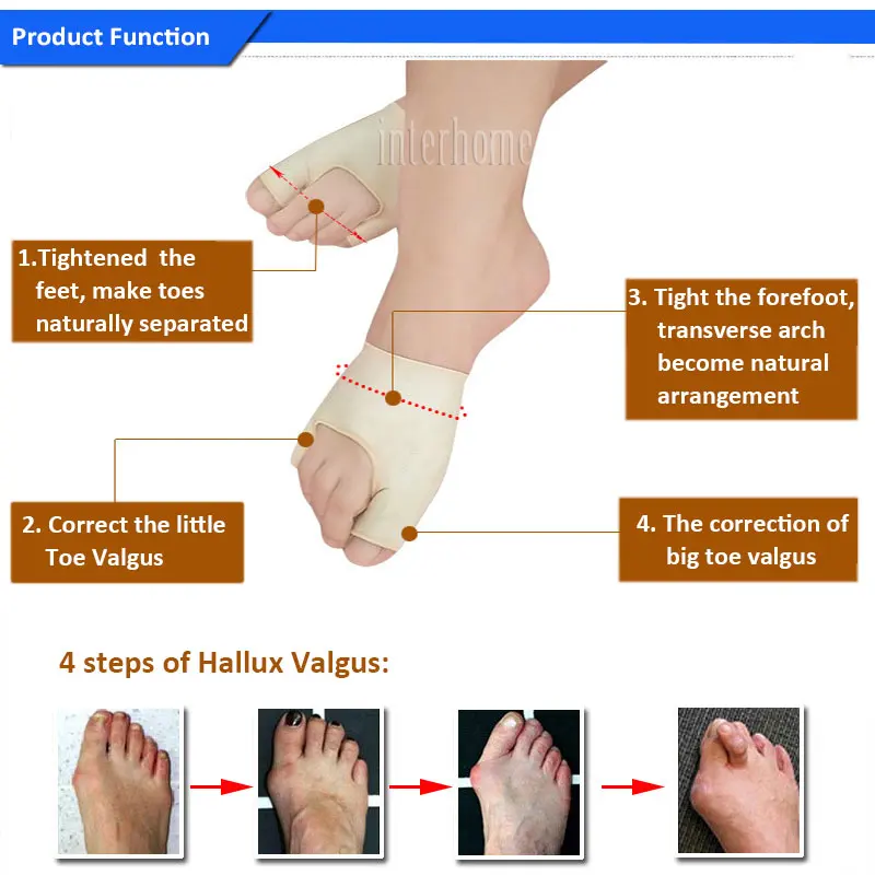 Разделяющие пальцы ортопедические рукава растягивающиеся при вальгусной