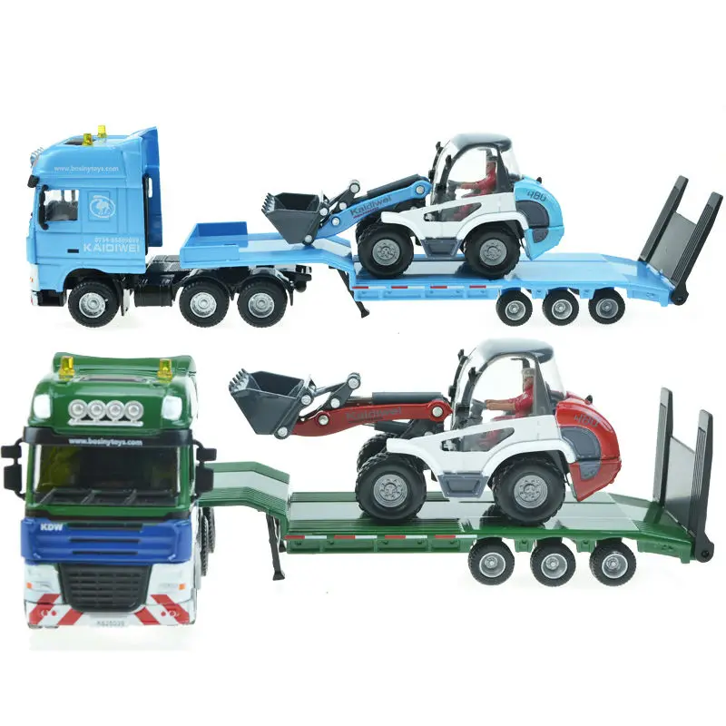 Сплав инженерный полуприцеп детская игрушка модель автомобиля плоский Трейлер с