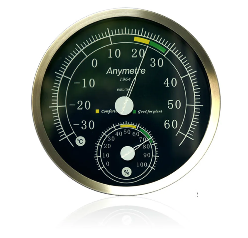 Настенный гигрометр термометр из нержавеющей стали с синим циферблатом от 30 °C до