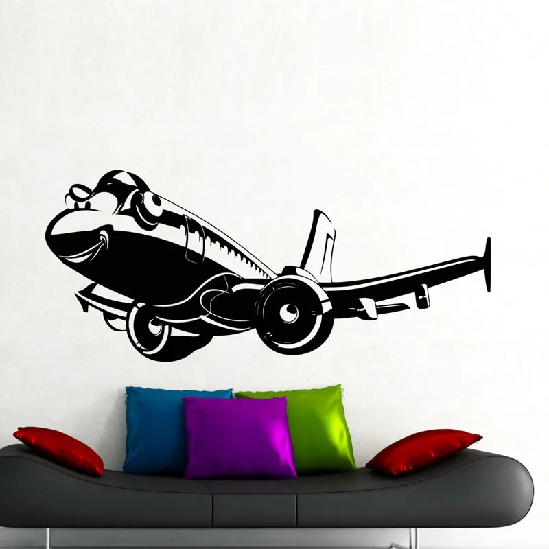 

Design Cartoon Airplane Wall Stickers Creative Art Decals Removable Home Decor Aircraft Wall Vinyl Stickers Wall Decals M562