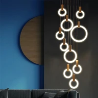 nordic duplex living room villa staircase pendant lamps simple restaurant bar creative bedroom t9 led hanging lights f9747