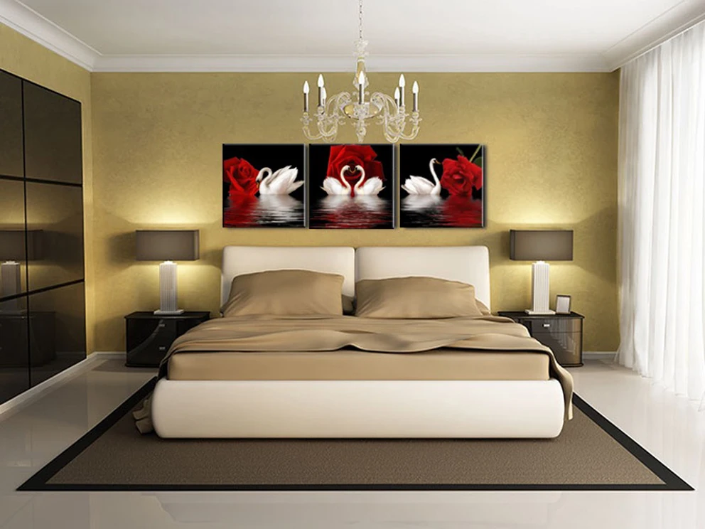 Красота картины декора гостиной украшения Лебедь роспись стены Авторский принт