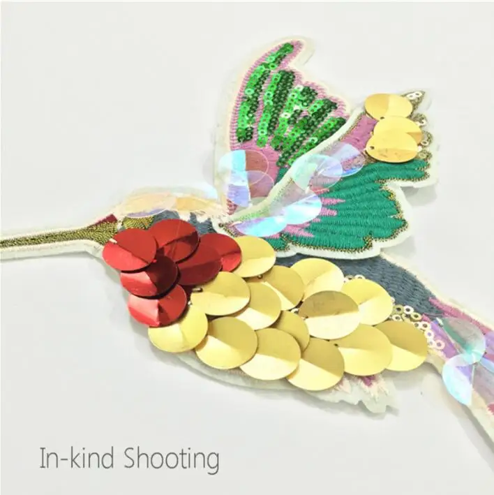 1 пара блесток птица патч Колибри пришить Аппликация шитье лоскутное вышитое