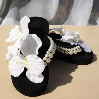 HAHAFLOWER Sexy Female Slippers Slip Flip Flops Beach Sandals Flower pearl A2 | Обувь