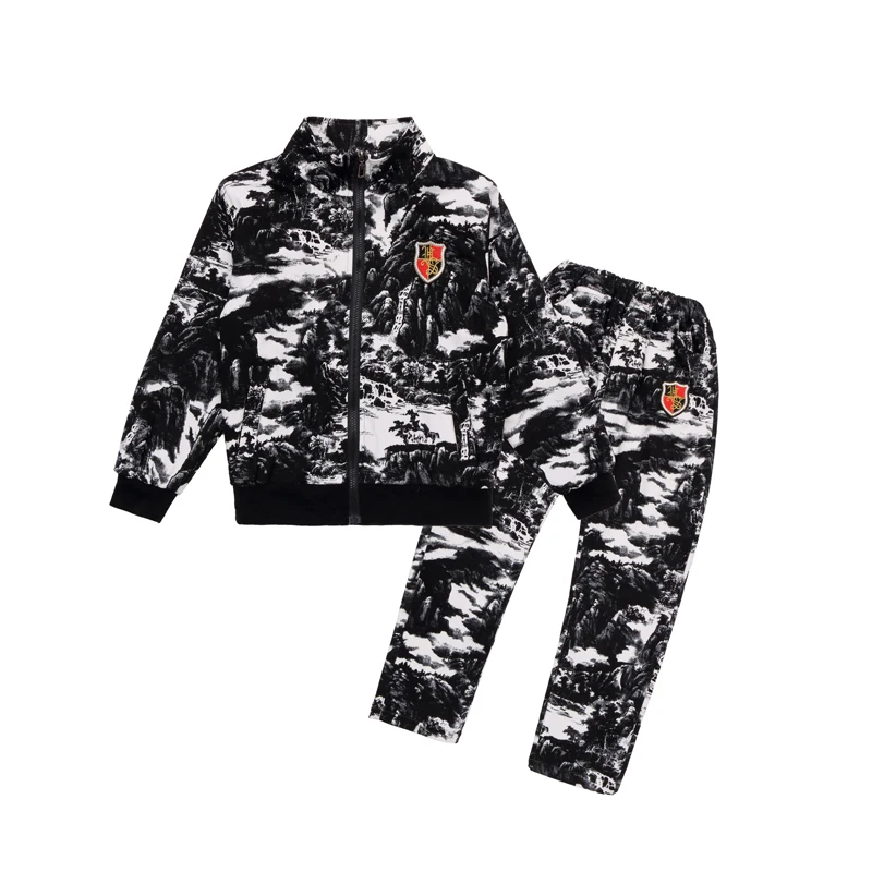 2021 Spring Fall New Children Camouflage Suit Boys Military Uniform Girls Sport Clothes Kids Jacket + Pants 2 Pcs Tracksuit X158 | Детская