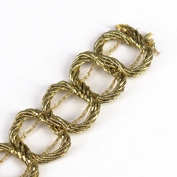 Золотая металлическая плетеная отделка кружевная ткань вышитое украшение