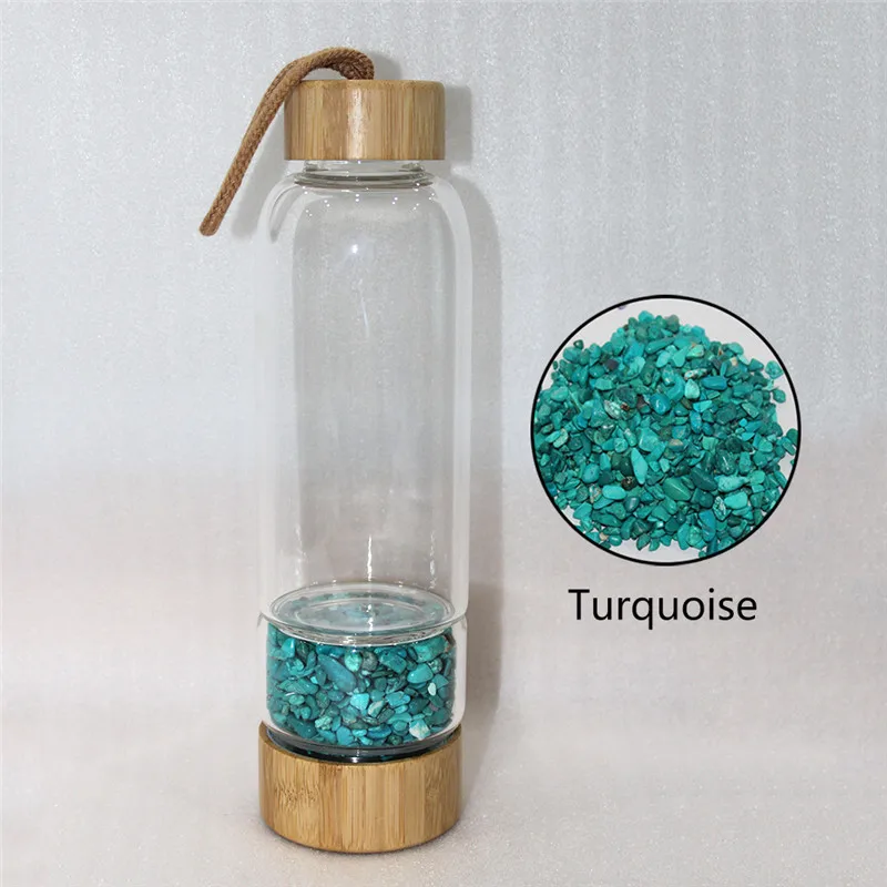 Turquoise Натуральный кварц неравномерность кристалл гравий бутылка стекло воды гравий камень чашки подарок давая посуда для напитков - Цвет: Turquoise