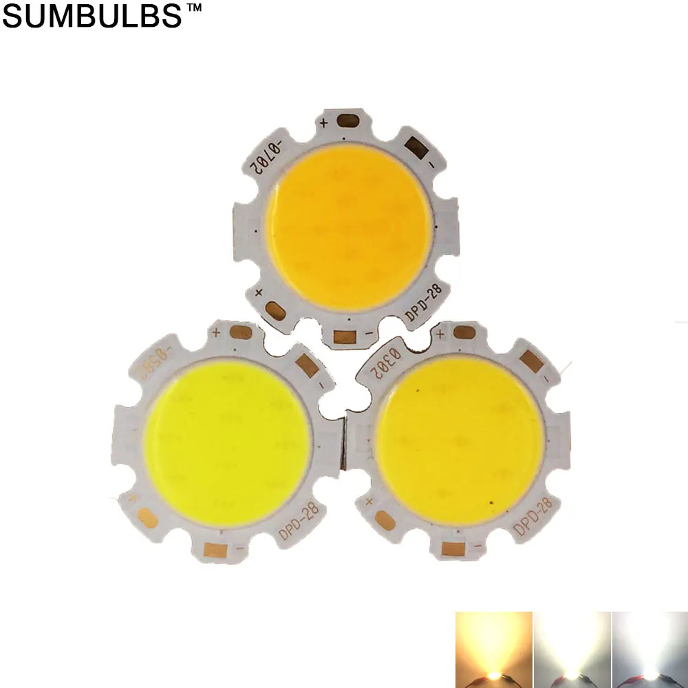 

10PCS 28MM Round 3W 5W 7W 10W 12W LED COB Chip On Board Light Source for LED Spotlight Down Lamp Ceiling Bulb Warm Cold White