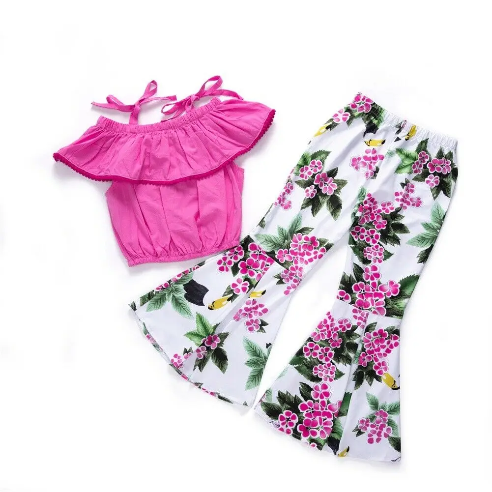 Комплект летней одежды из 2 предметов для маленьких девочек Однотонные Короткие