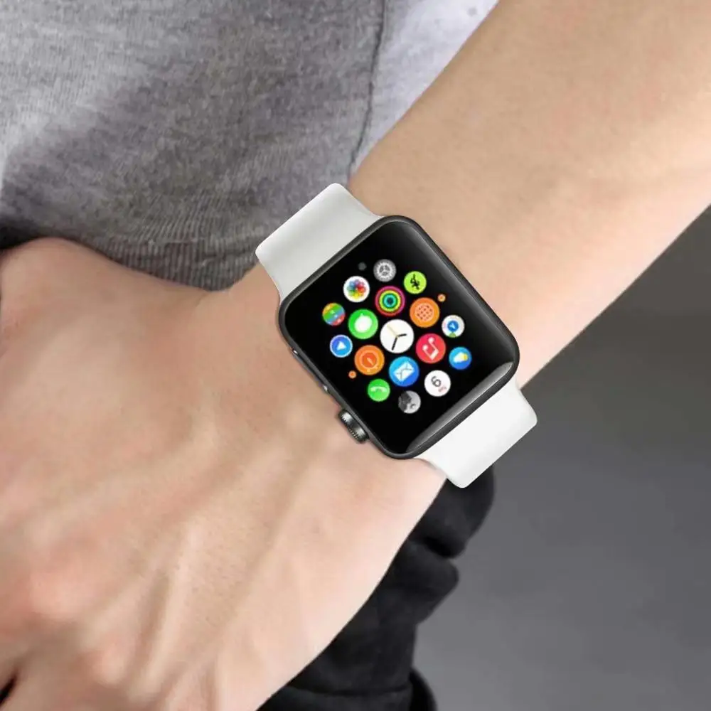Morandi Для мужчин Цвет силиконовый ремешок для наручных часов Apple Watch Смарт i-Watch 38/40/42/44 мм браслеты 1/2/3/4G браслет