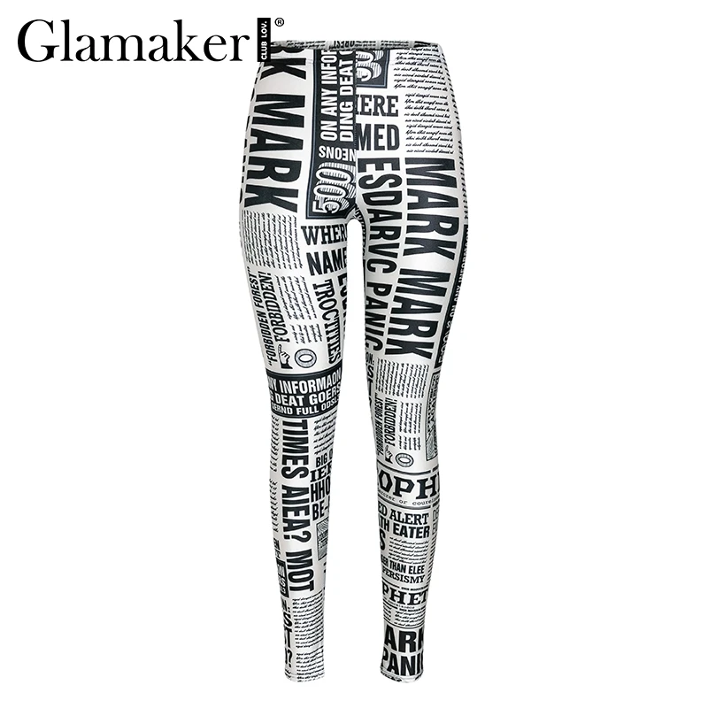 Женские облегающие леггинсы Glamaker летние с буквенным принтом и пуш апом|Легинсы| |