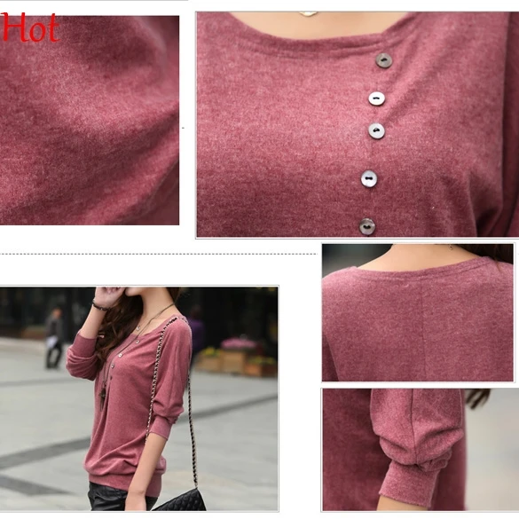 Женские модные футболки с длинным рукавом летучая мышь осенняя Весенняя