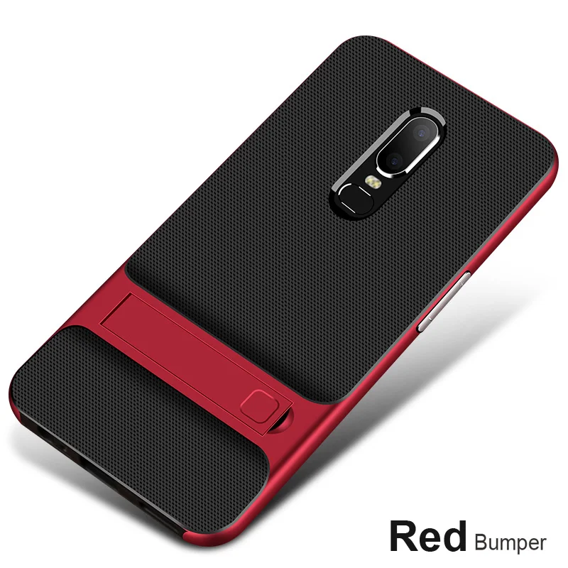 Red bumper Чехол для OnePlus 6, Oneplus 5 T, противоударный Гибридный Мягкий ТПУ и жесткий чехол-бампер для Oneplus 7 Pro 6T 5 3 3t, чехол-подставка для телефона - Цвет: Red bumper