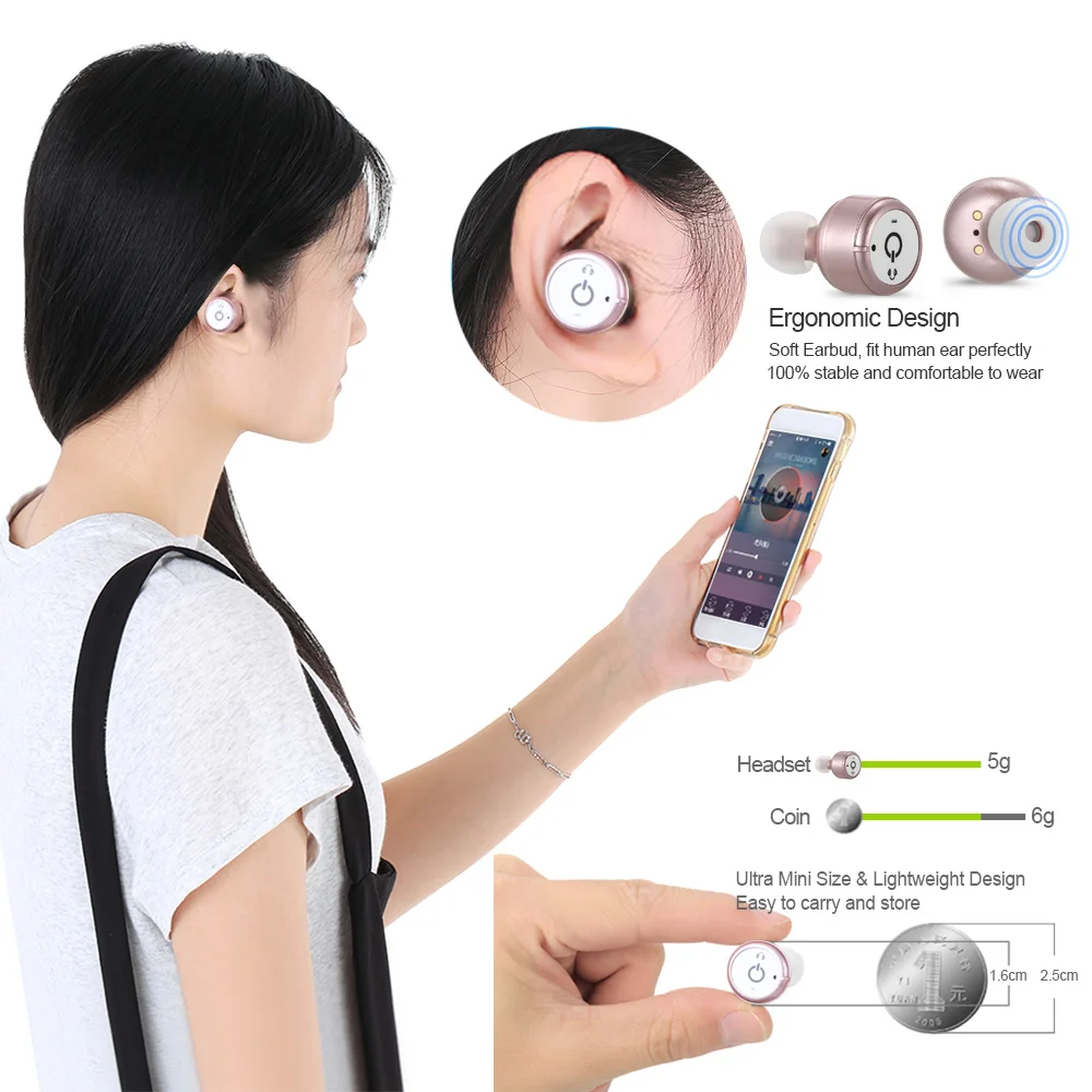 TWS стереонаушники X2T с поддержкой Bluetooth 4 2 и зарядным футляром на 1500 мА · ч|Наушники