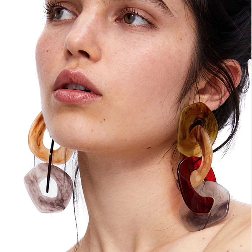 Junlead модные элегантные длинные висячие Висячие серьги-подвески из смолы в стиле