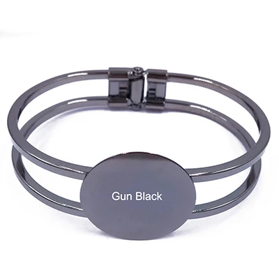 Gun Black 20 мм круглый плоский браслет заготовка с плоской гранью оправа для кабошона, камеи Vintige браслет для женщин DIY аксессуары для ювелирных изделий 5 шт - Цвет: Gun Black