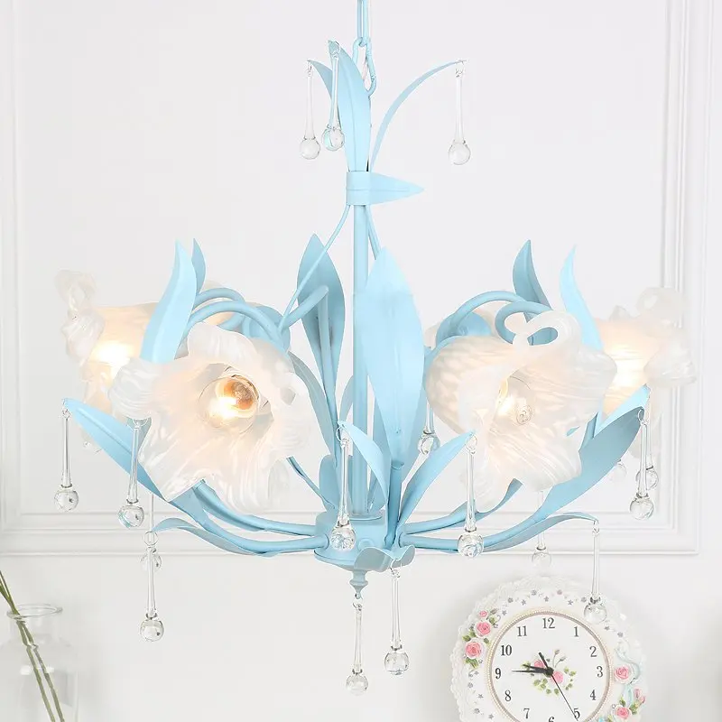 Современная уютная Люстра для спальни девочек железная хрустальная люстра с