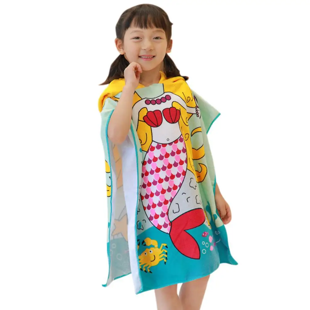 Kidlove хлопковое пляжное банное полотенце с капюшоном и рисунком для малышей, мягкое милое пончо для бассейна, накидка для детей, банный Халат