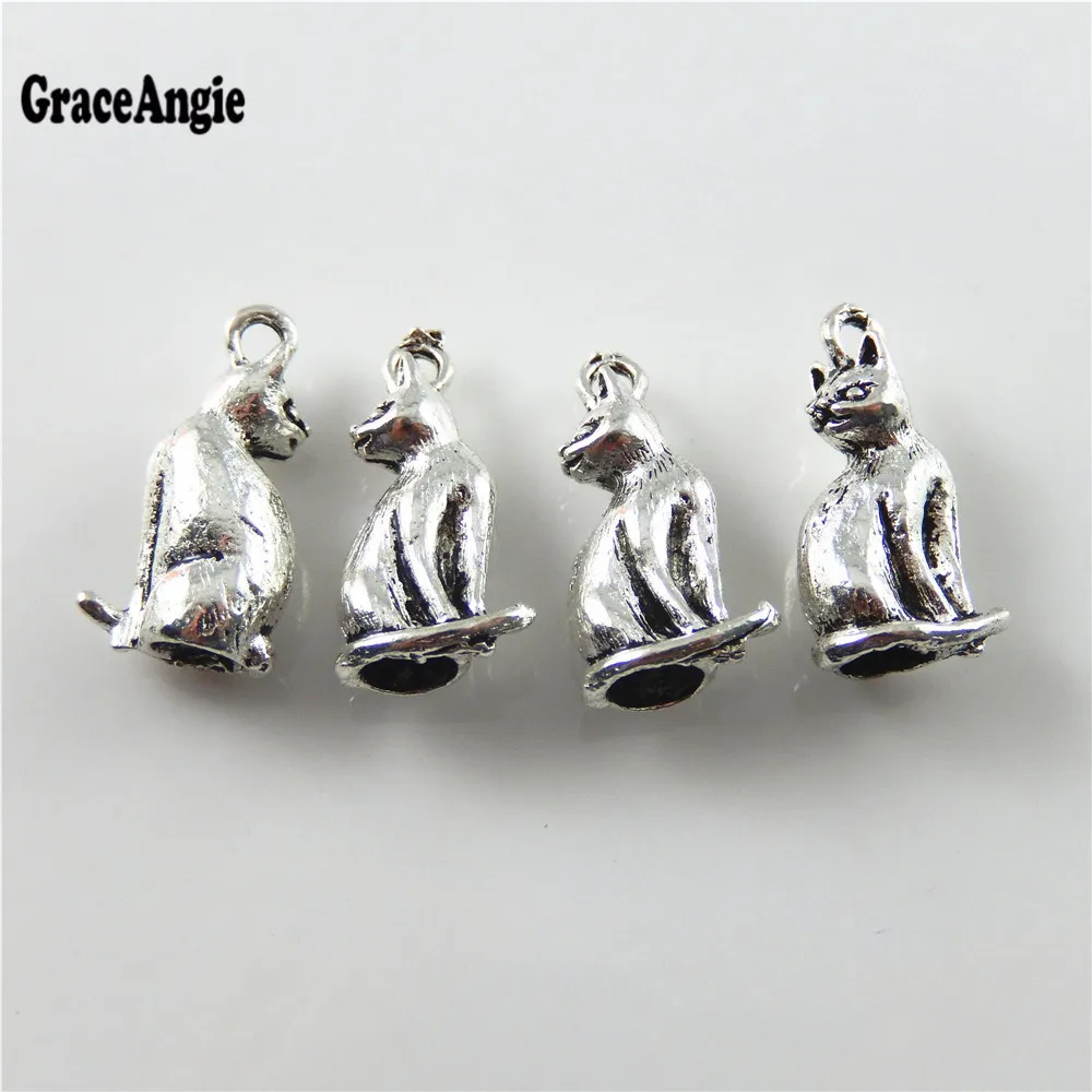 Graceangie 15 шт. Малый металла милый кот Талисманы ювелирных изделий Подвески