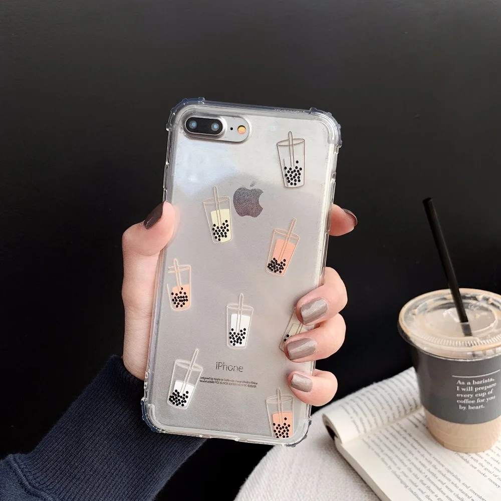 Kuutti Squishy Cute Bottle Drinking Clear Soft TPU Friends Girls Summer Mobile Phone Cases for iPhone 6 6s 7 8 Plus X XR XS Max |
