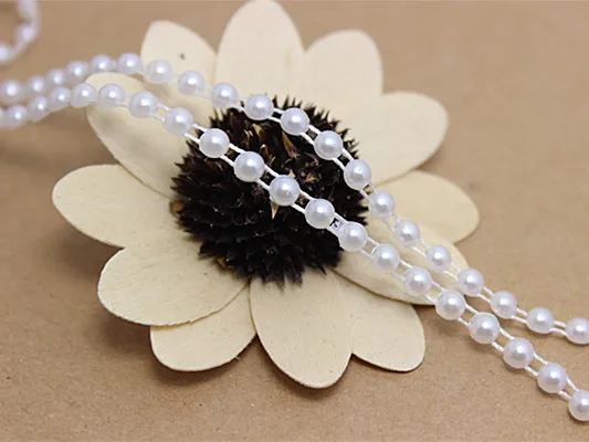 

25m/roll 6mm Flatback Imitation Pearls Chain Resin ABS material for DIY Wedding Dress Garment Decoration,V13
