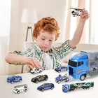 1:64 детский игрушечный автомобиль 11 шт.компл. модель грузовика Инженерная игрушка для автомобиля гибкий металлический автомобиль грузовой автомобиль Вертолет игрушка