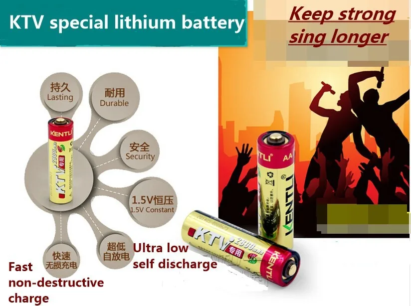 4 шт./лот KENTLI KTV специальные 1,5 в AA 2800mWh перезаряжаемые литиевые батареи беспроводной микрофон перезаряжаемые батареи