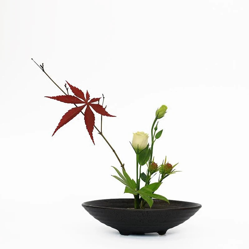 Японская миска Ikebana со спиральным узором трехногая контейнер для цветочных