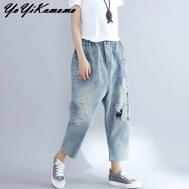 YoYiKamomo хлопковые льняные женские брюки 2018 оригинальные винтажные свободные