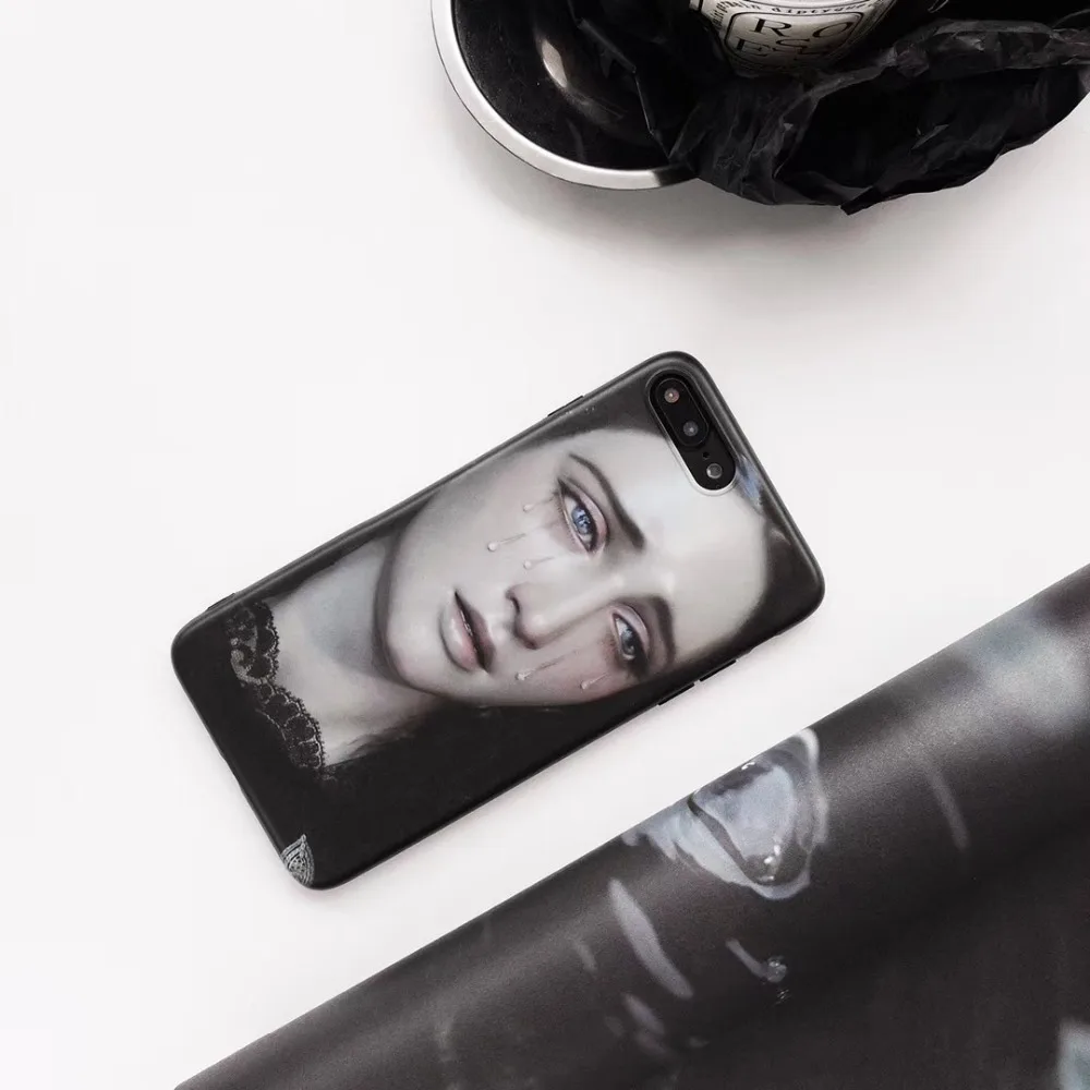 JiBan Fashion Art Painting Phone Shell For iPhone X Cases Luxury Soft Cover 7 8 6 Plus Cry Girl Fundas Accessories |