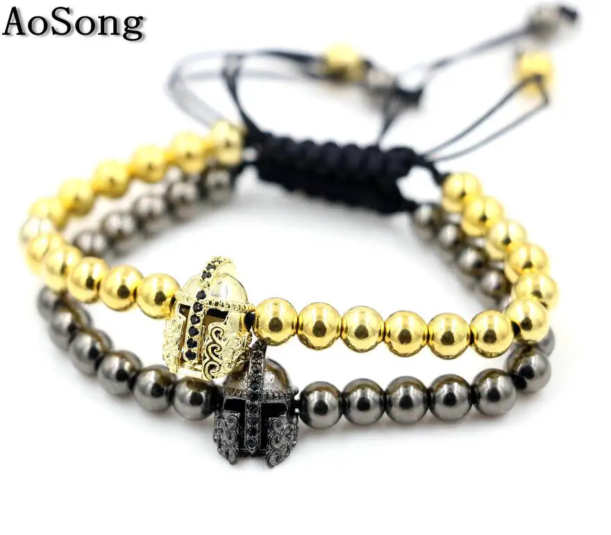 Браслет рыцаря для мужчин BPPCCR Anil Arjandas, золотого цвета, с бусинами, микроинкрустацией и макраме, Pulseira Feminina.