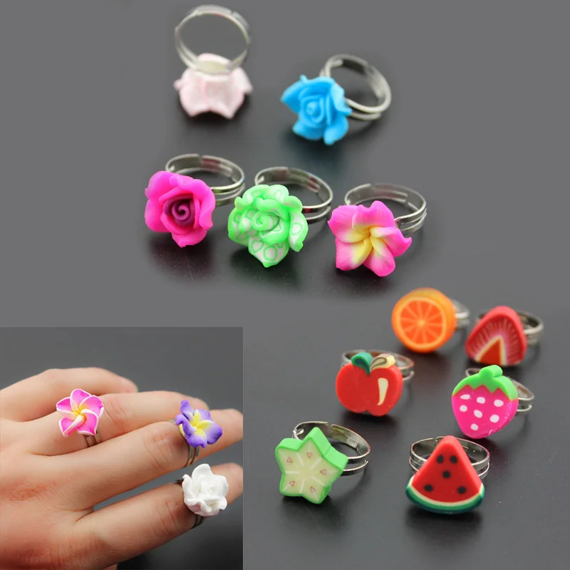 Милые 10 шт. полимерные глиняные металлические детские кольца для мальчиков и