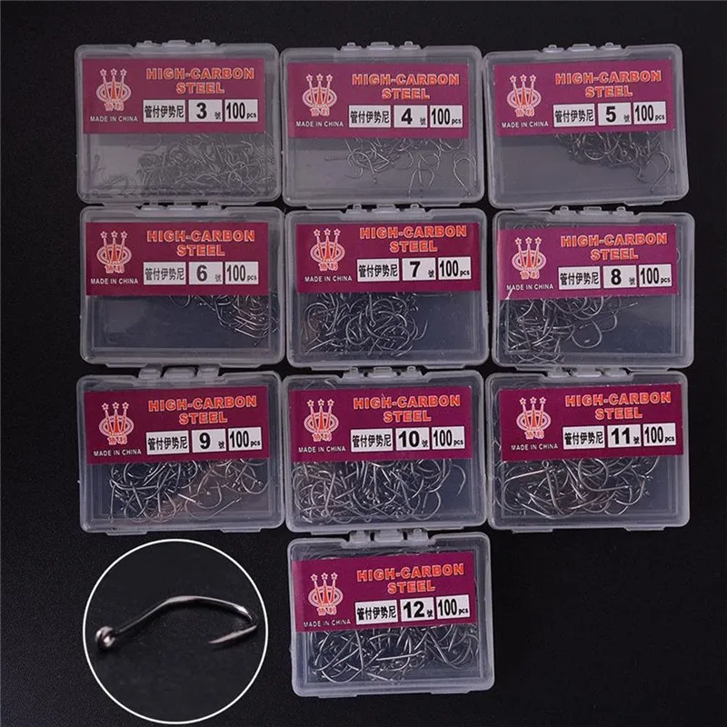 100 шт. набор рыболовных крючков из высокоуглеродистой стали в крючках для с