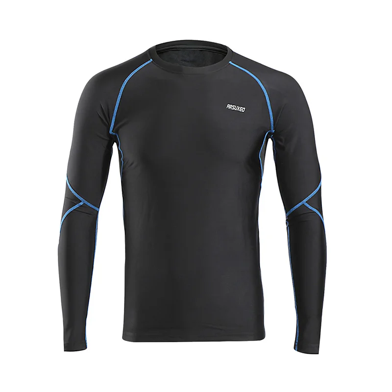 

ARSUXEO 2018 NEW Men's Winter Warm Up Fleece Compression Shirt Base Layer Running Long Sleeves Tights Workout GYM T Shirt