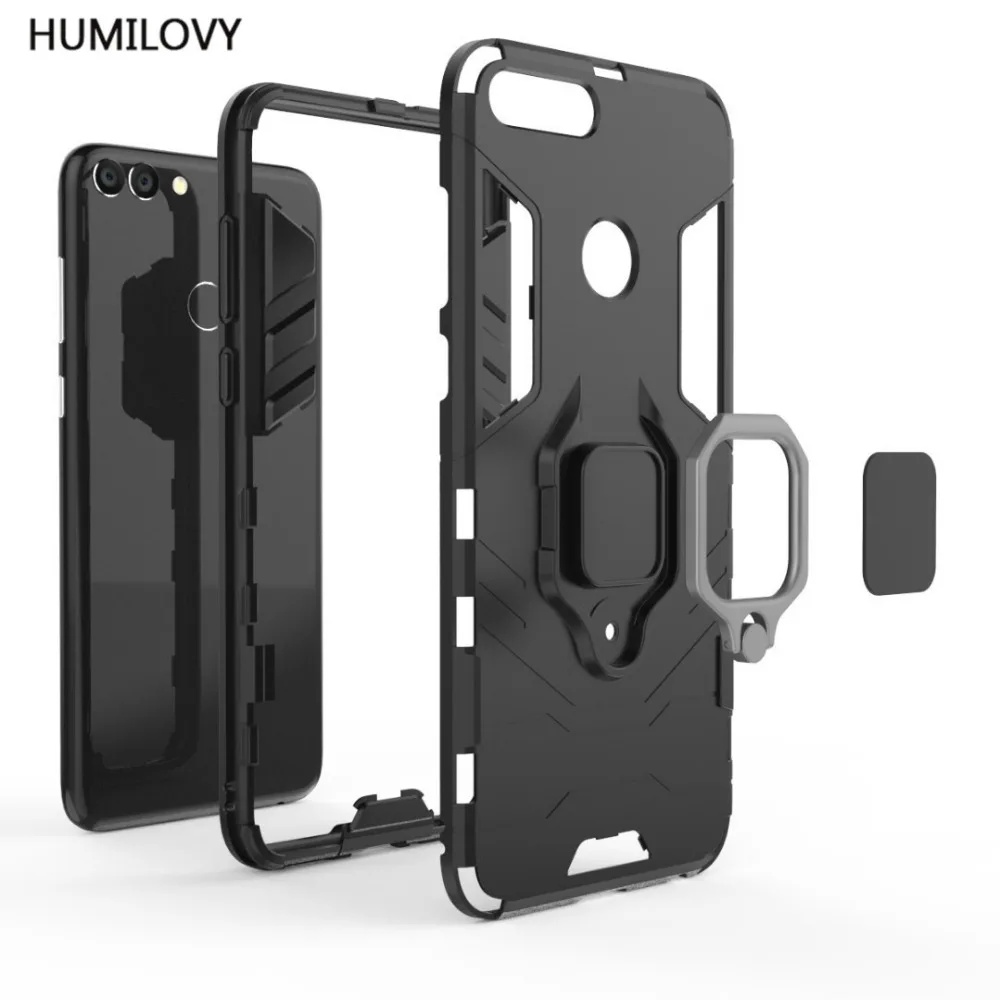 For Huawei P Smart Case Capa Car Magnetic Bracket Finger Ring TPU+PC Stand Armor for Smart/ Enjoy 7S Cover |