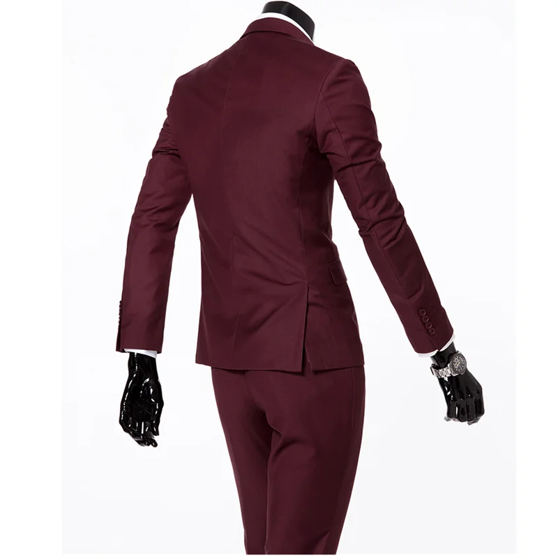 2 piece dark red Блейзер+ жилет+ брюки) Мужская Свадебная одежда костюм жениха мужской костюм из трех предметов деловой Банкетный мужской костюм плюс размер 6XL Костюмы - Цвет: 2 piece dark red