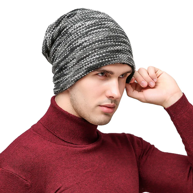 Зимняя Вязаная Шапка Лыжная Шерстяная Шапочка для катания Теплая мужская и