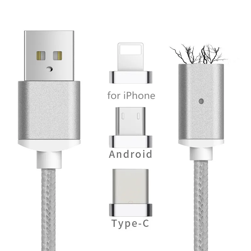 Магнитный кабель USB Type C/Micro USB/IOS 3 в 1 мобильный телефон зарядный быстрая зарядка