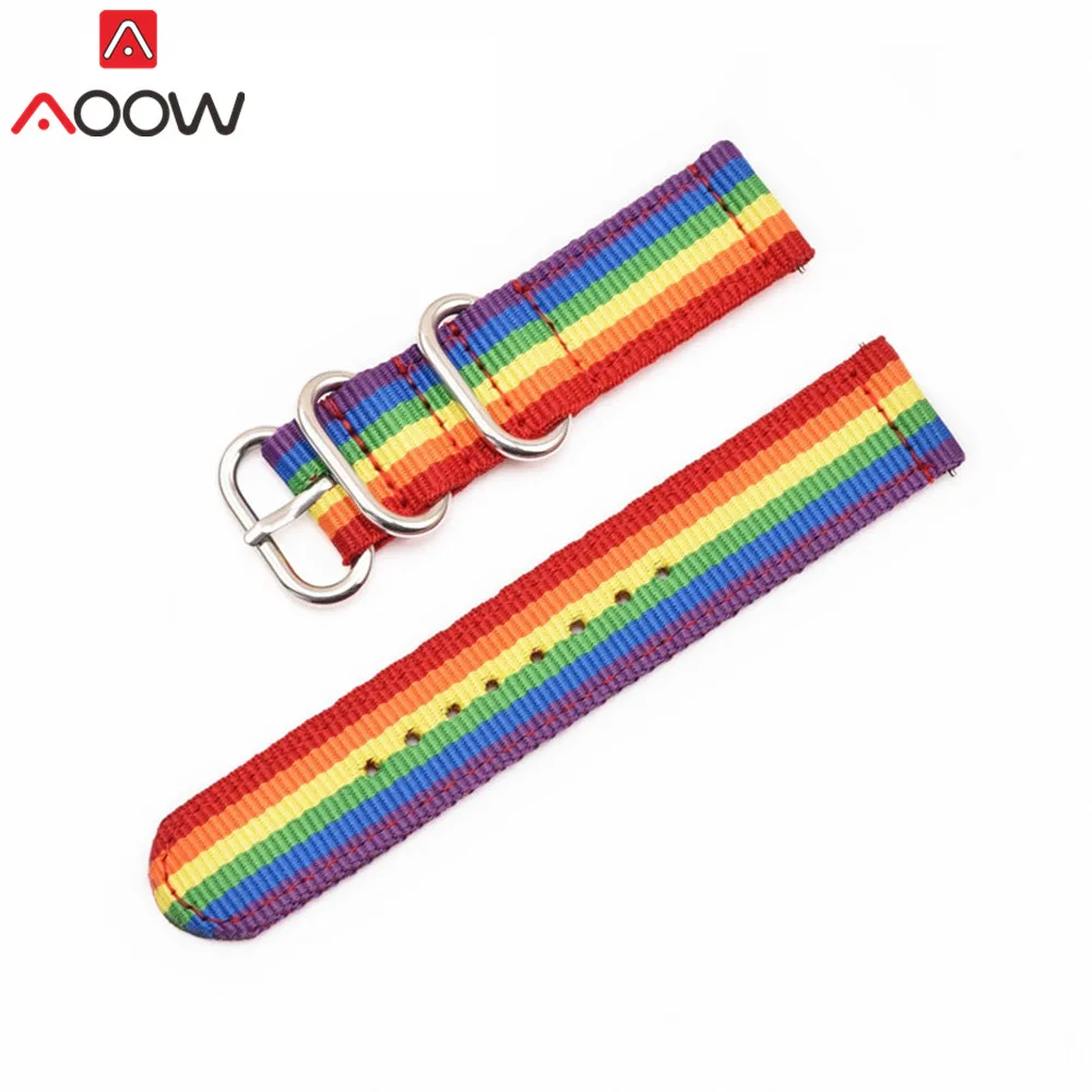Rainbow-S Нейлоновый ремешок для часов NATO 18 мм 20 мм 22 мм 24 мм Кольцевая Пряжка для DW холщовый ремешок быстросъемный сменный Браслет аксессуары для наручных часов - Цвет ремешка: Rainbow-S