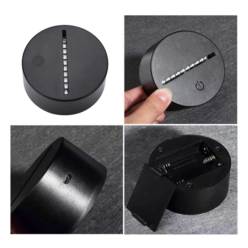 Led lamp base USB Cable Touch switch Modern Black Remote Control Night Light Acrylic 3D night Assembled Base | Лампы и освещение