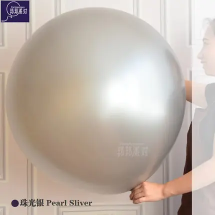 silver 12 шт./лот, круглые шары, 36 дюймов, 90 см, большие шары, латексные, для дня рождения, вечеринки, для детского душа, Свадебный декор, надувные гелиевый воздух, шары - Цвет: silver