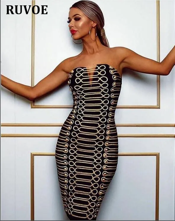 

Оптовая продажа, новинка 2018, черное платье без бретелек, модные роскошные повседневные женские бандажные платья для коктейвечерние