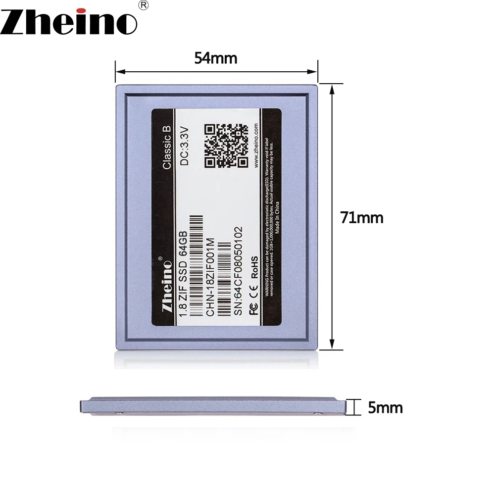 Zheino 1.8 &quotCE ZIF 64 ГБ SSD (2D MLC не TLC) твердотельные накопители для Dell D420 D430 HP1010TU ipod classic