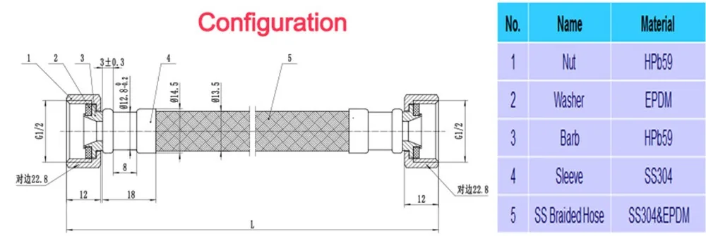 LF15017 F3/8* F3/8 304 плетеный шланг из нержавеющей стали, кран, линия подачи, соединяет трубы, Плетеный кран, соединитель, водопроводный шланг