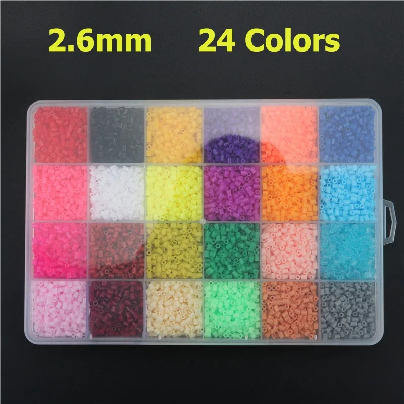 24 colors Only Beads 2,6 мм набор шариков Хама DIY Perler бисер инструменты для головоломок Pegboards набор шариков Хама Perler детские игрушки подарок - Цвет: 24 colors Only Beads