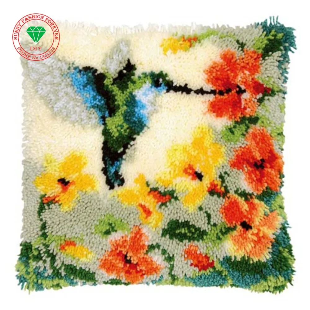 

Flower Yarn carpet Diy embroidery Patchwork carpet embroidery cushion pillowcase stitch mat pillow home carpet mat carpet styles