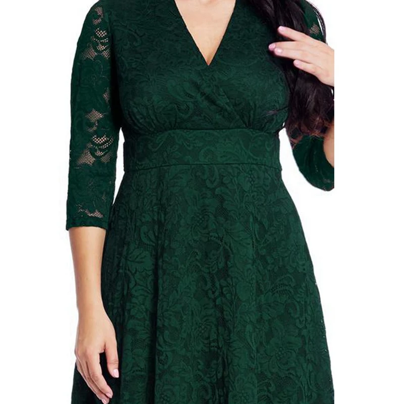SIMLOVEYO 5XL кружевное длинное платье макси с V образным вырезом женское элегантное
