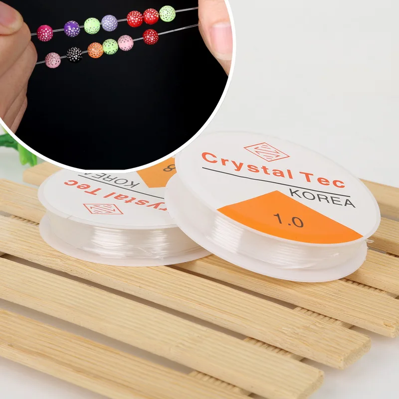 

Hot Sale 0.5-1MM Crystal Elastic Cord 5-15m/lot White Color Beading Wire For Necklace/Bracelet Jewelry Finding