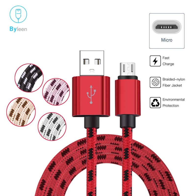 Byleen 5V2.4A микро USB линия 0 25/1/3 метра Быстрая зарядка данных для Xiaomi Redmi NOTE 4 5 Oukitel K10/C8